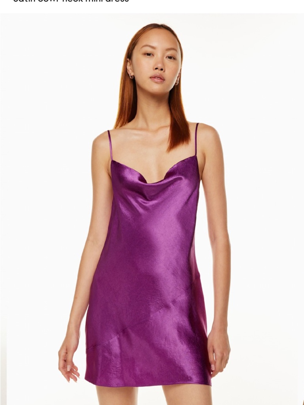 Aritzia Satin Cowl Mini Dress (black)